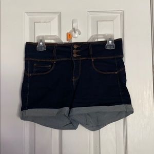 dark jean shorts high waisted 3 buttons